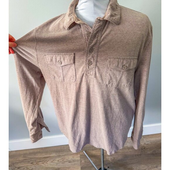 Gap Mens Tan Long Sleeve Polo Tee - Picture 5 of 8